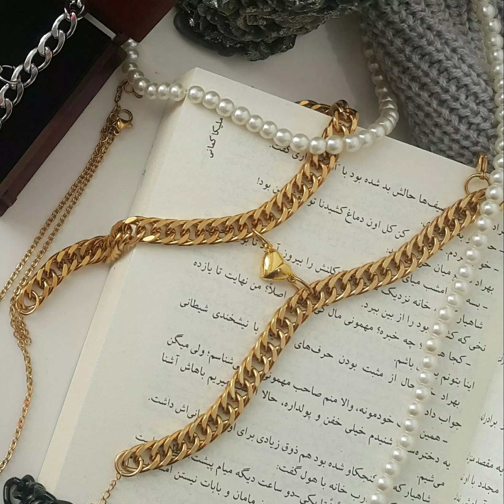 دستبند دوستی کارتیر دوبل استیل مگنتی قلبی ویژه روز عشق ولنتاین کد ۹۰۰۵