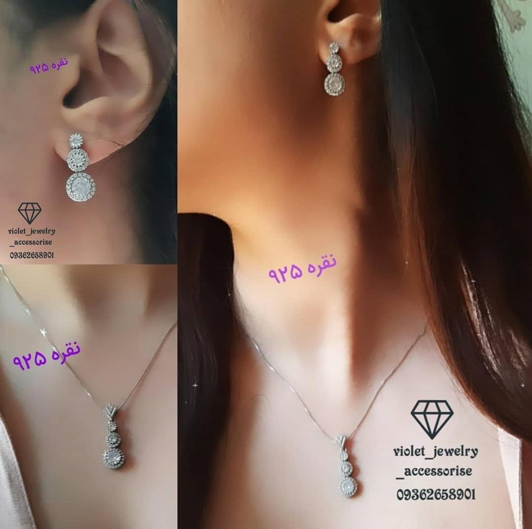 نیم ست نقره طرح جواهر عیار۹۲۵ کد۲۰۱۲وزن ۷.۵گزم