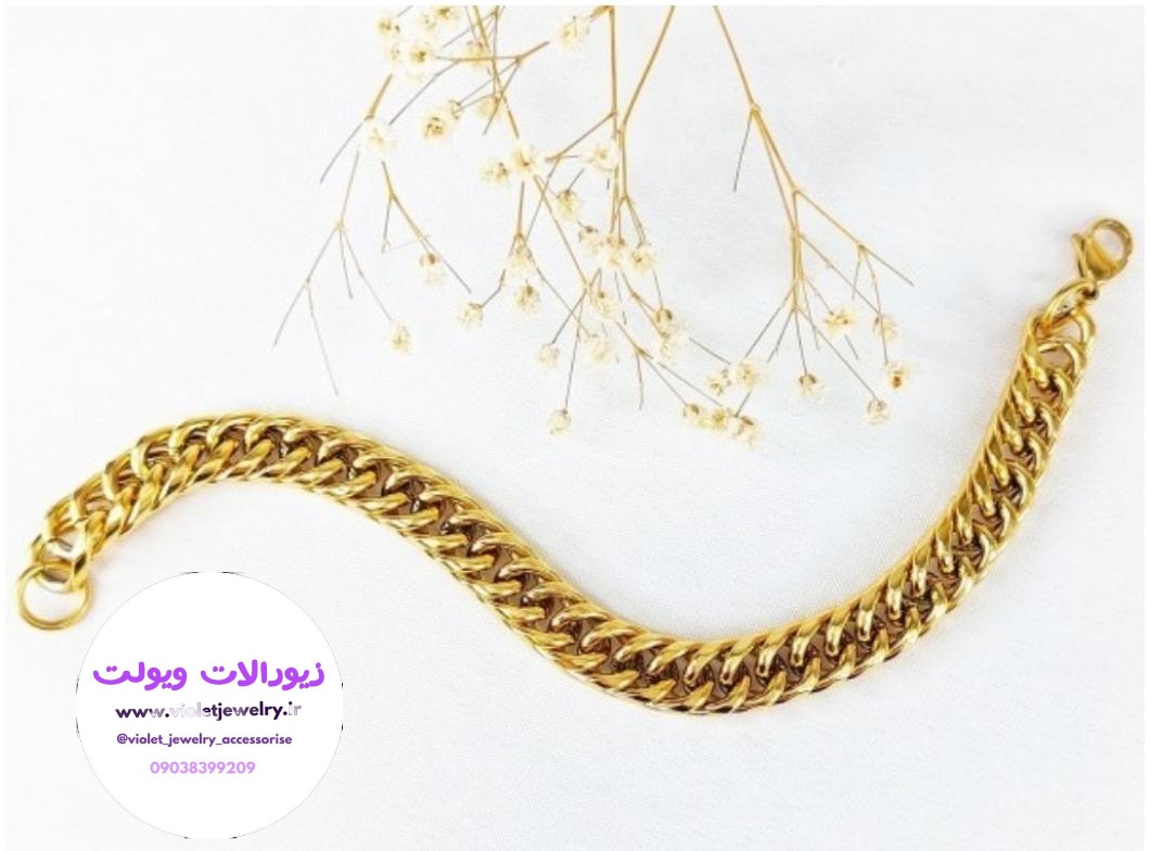 دستبند کارتیر ۱۰ میل استیل طلایی کد ۶۰۳۷