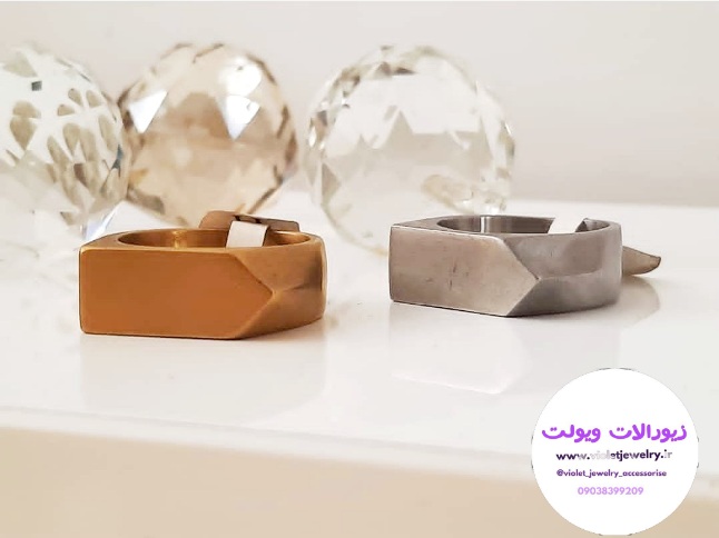 انگشتر مردانه اسپرت استیل ساده طلایی و نقره ای کد ۵۰۰۱۹