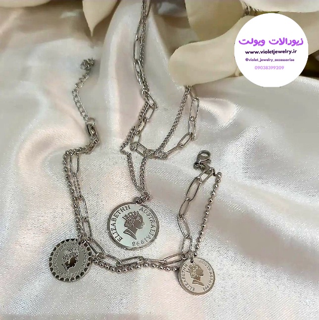 نیم ست زنانه الیزابت ترکیبی دستساز نقره ای کد ۳۵۴۵
