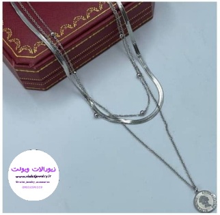 گردنبند زنانه ماری الیزابت استیل نقره ای کد ۱۲۱۱۷
