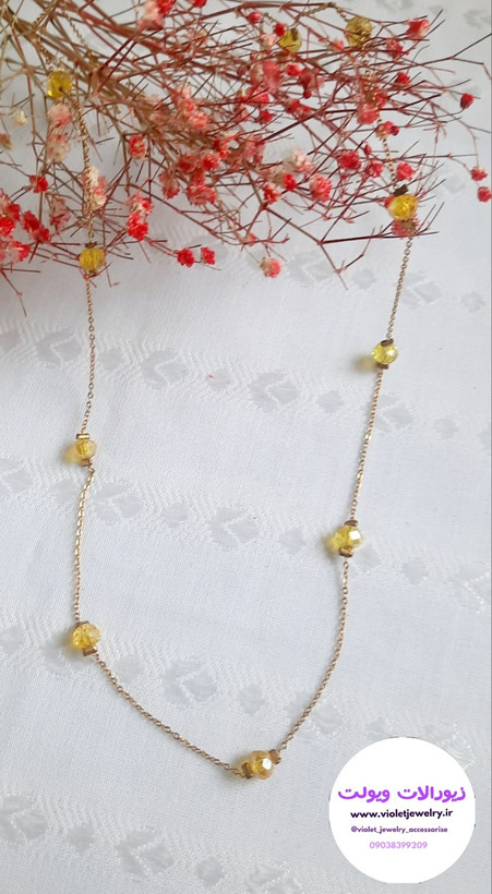 گردنبند زنانه کریستالی ۴۸ سانتی کد ۱۲۱۲۴