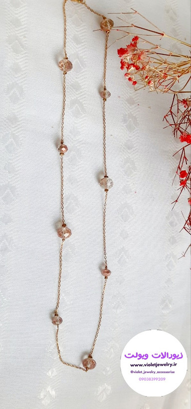 گردنبند زنانه کریستالی ۴۸ سانتی کد ۱۲۱۲۴
