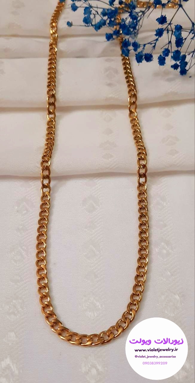 گردنبند کارتیر طلایی ۶ میل ساده آینه ای تخت کد ۴۰۵۰