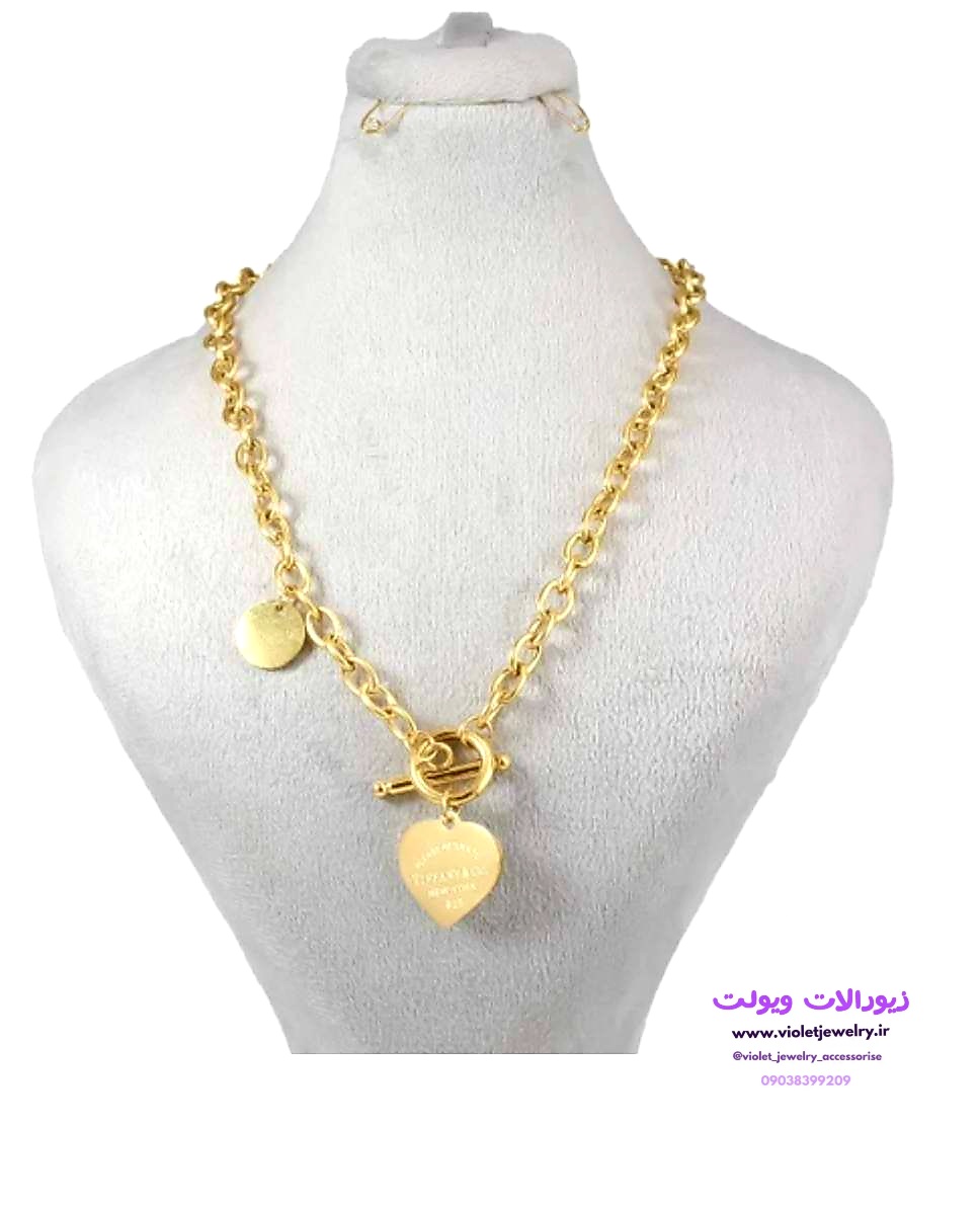 گردنبندتیفانی زنانه و دخترانه استیل رنگ طلایی کد ۱۲۱۴۵