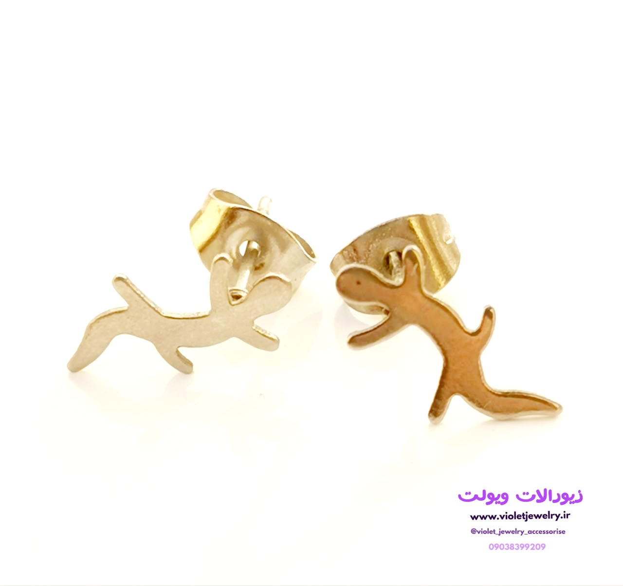 گوشواره میخی ساده اسپرت طرح مارمولک🦎 کد ۱۱۴۲