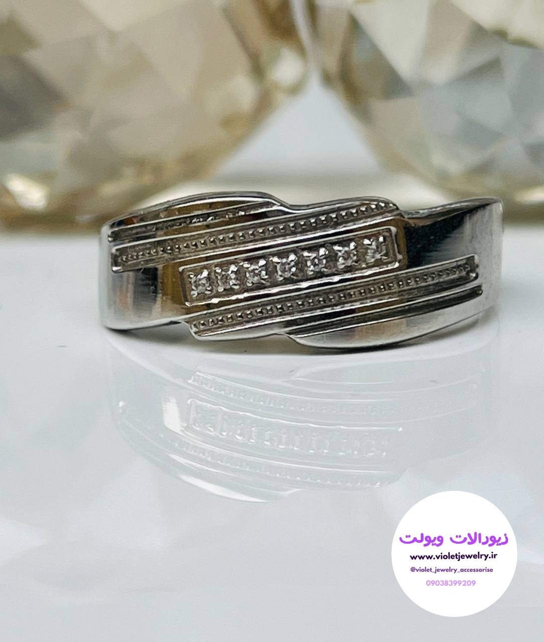 حلقه استیل نگین دار  کد ۳۰۴۸