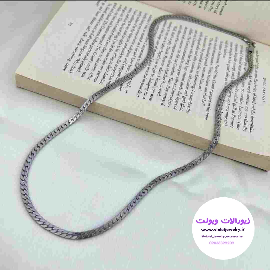 گردنبند مردانه زنجیر نقره ای طرح کارتیر ۶میل در دو رنگ نقره ای و طلایی کد ۸۰۲۴