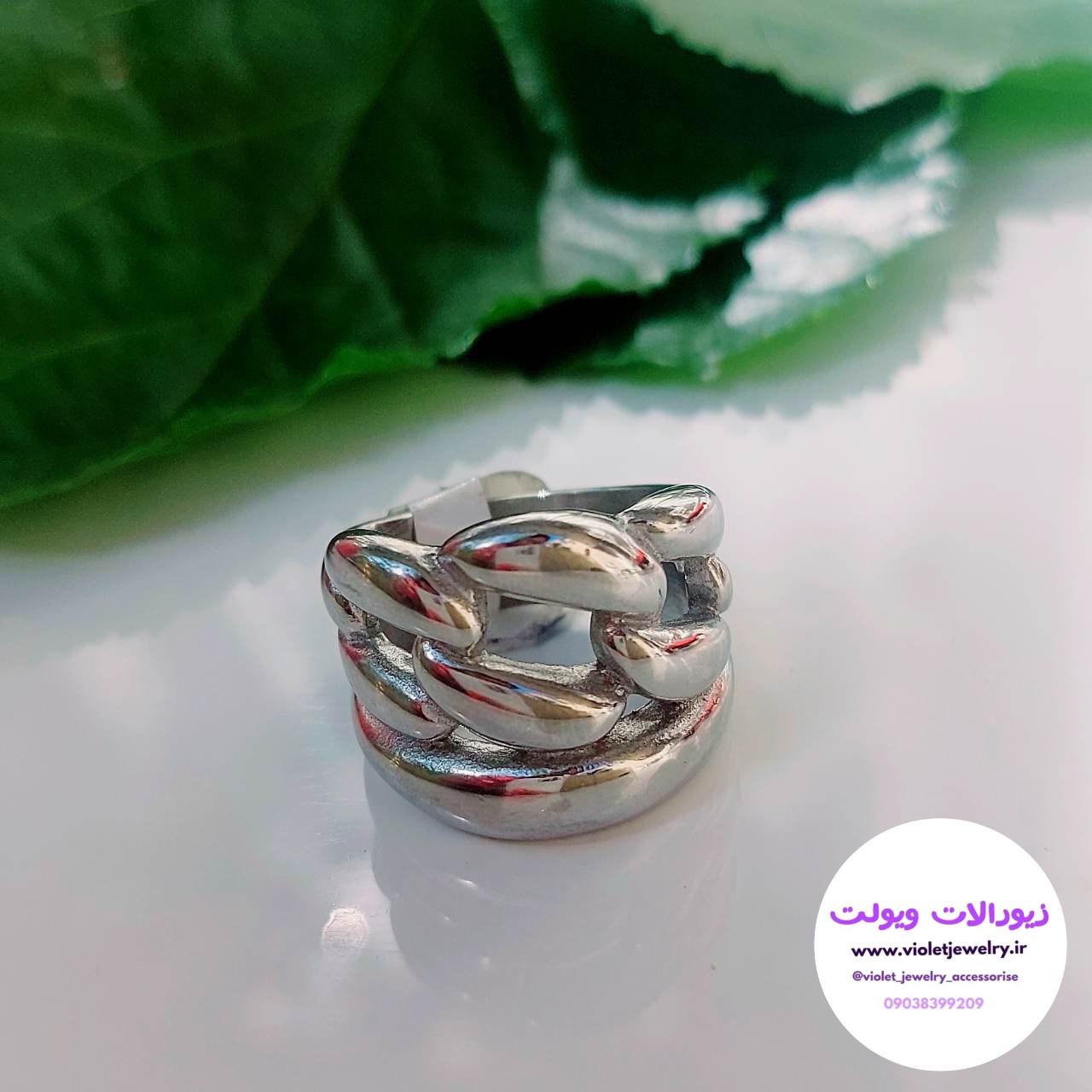 انگشترزنانه نقره ای رنگ ثابت سایز ۹ کد ۲۹۵۱