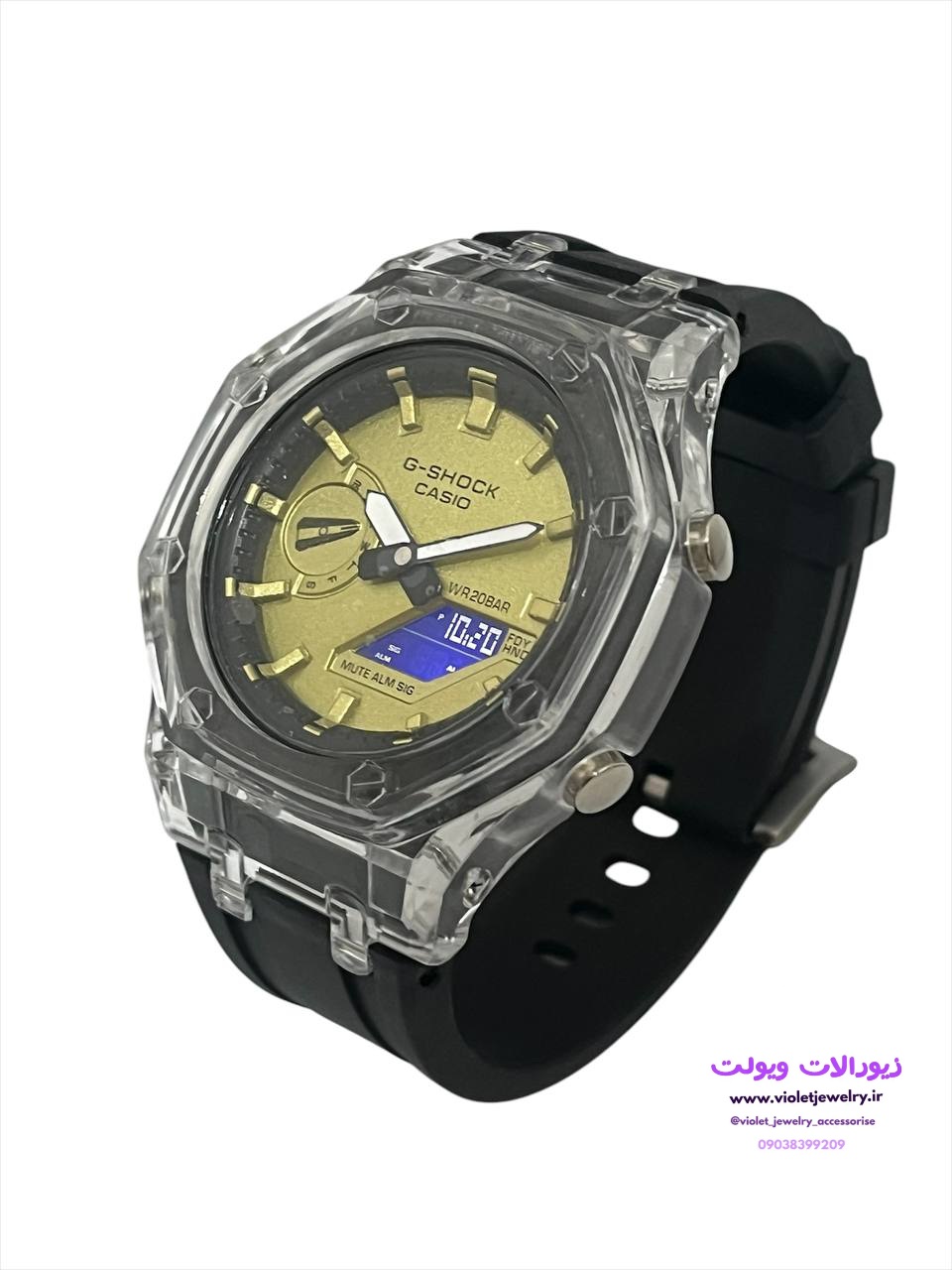 ساعت مچی برند کاسیو مدل G_shock رنگ مشکی صفحه طلایی کد ۲۰۶۱