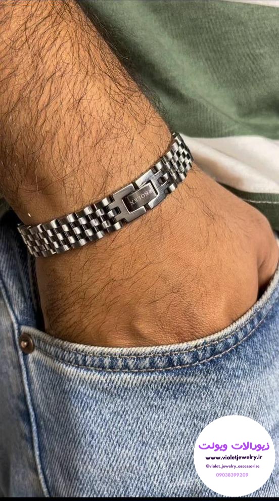 دستبند مردانه رولکس استیل در سه رنگ کد ۶۰۶۵