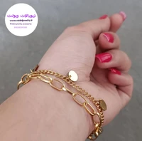 دستبند زنانه دولاین سکه ای استیل رنگ ثابت کد ۱۴۰۲۰