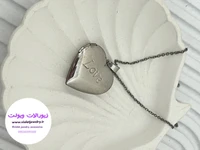 لاکت جاعکسی طرح قلب لاو نقره ای استیل کد ۹۹۱۰۷