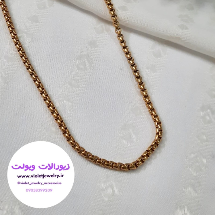 زنجیر گردنبند مردانه اسپرت ونیزی ساچمه ای استیل آبکاری شده 60 سانتی قابل سفارش در سایز های کوتاهتر