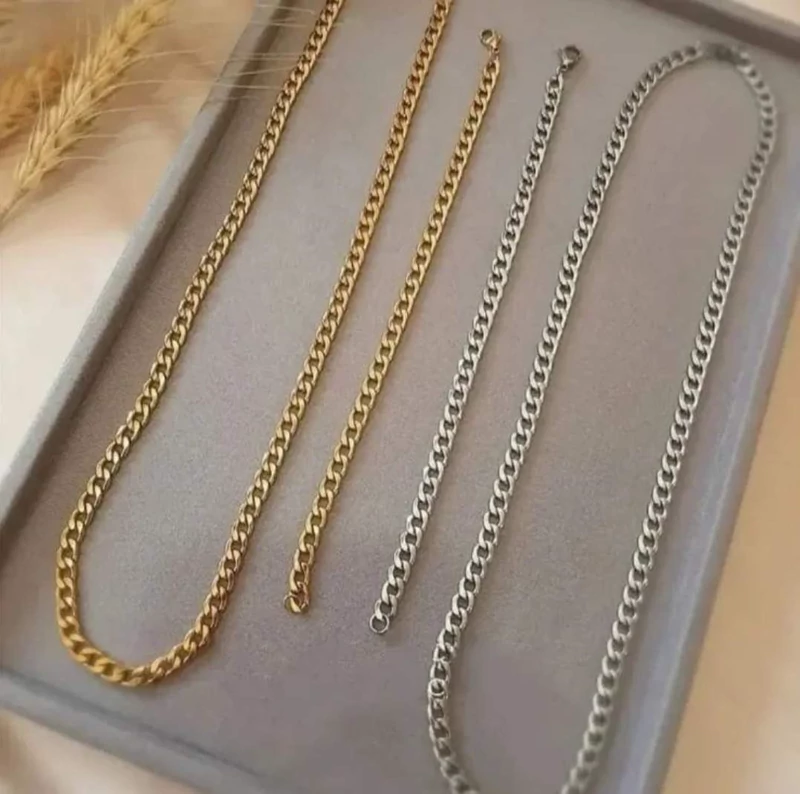 ست گردنبند دستبند مردانه کارتیر ضخیم استیل (ویولت گالری) کد 5022