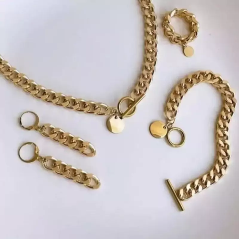 ست زنانه کارتیه استیل در دو رنگ با آویز سکه ای